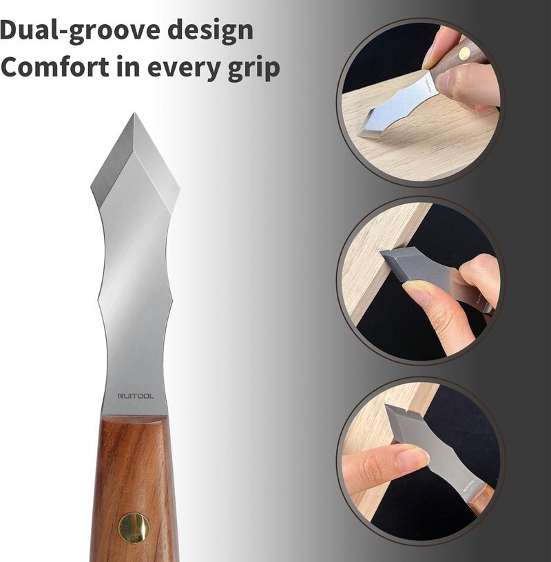 RUITOOL Marking Knife, Long‑Neck Thin Blade Scribing Tool with Dual Grooves for Woodworking – High Carbon Steel Double Beveled Blade for Precision Wood Carving & Fine‑Line Scribing in Narrow Grooves - Image 2